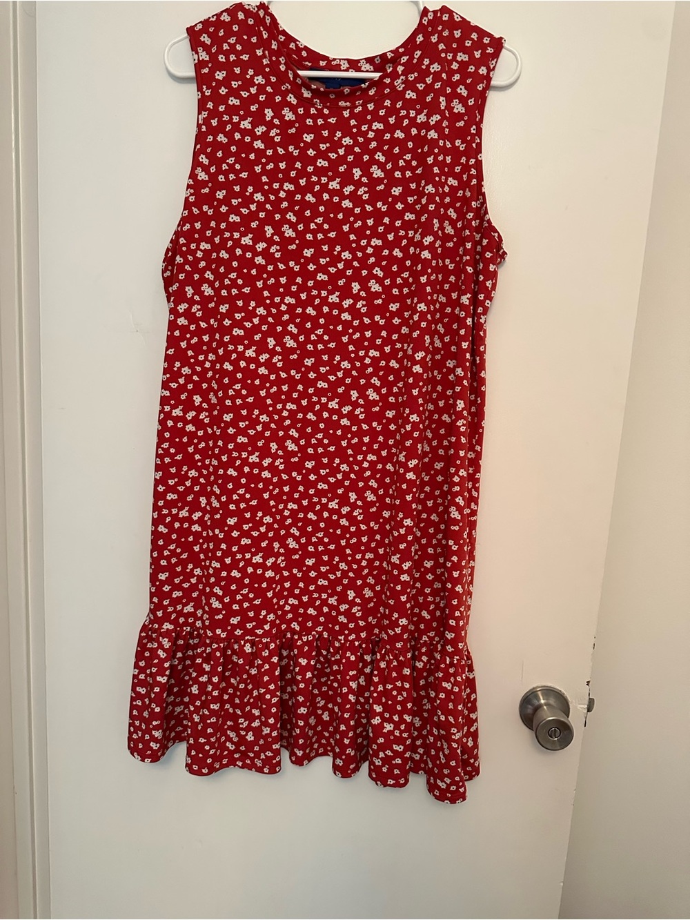 Apt. 9 Red Floral Sleeveless Dress with White Ditsy Print